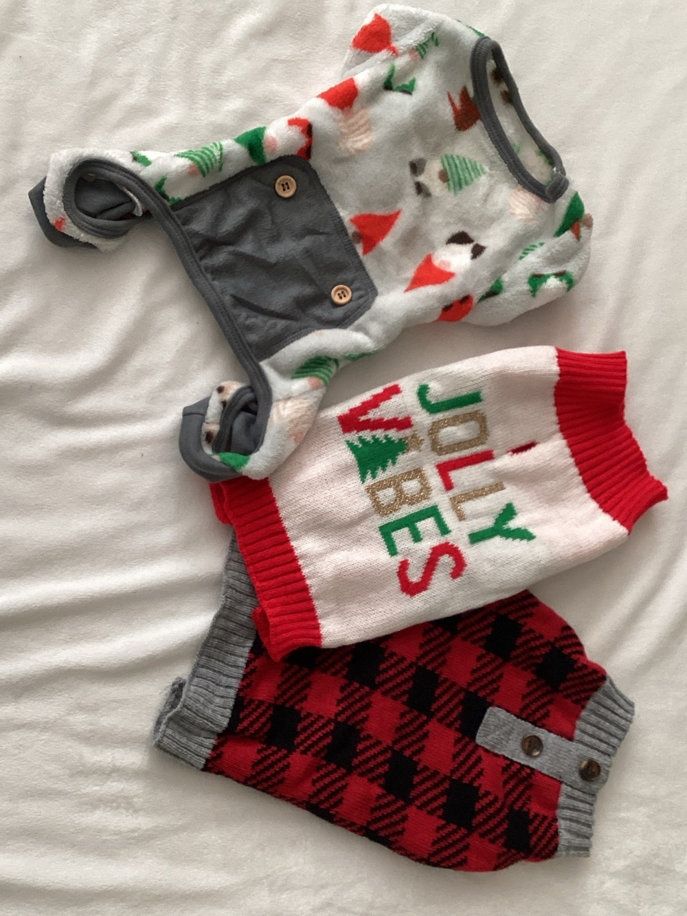 Bundle of 3 Sz S Christmas Dog Coats, PJs